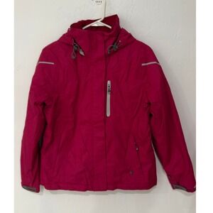 Lands' End Womens Pink Squall Hooded Jacket Water Resistant S 6-8